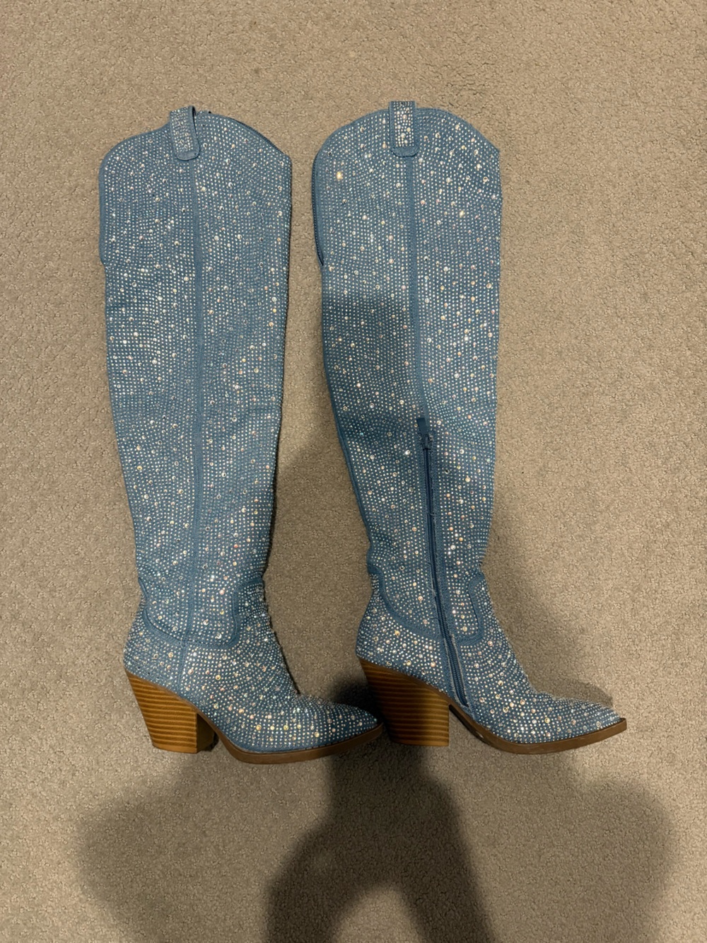 Blue Rhinestone Boots 6.5 - Picture 2 of 3